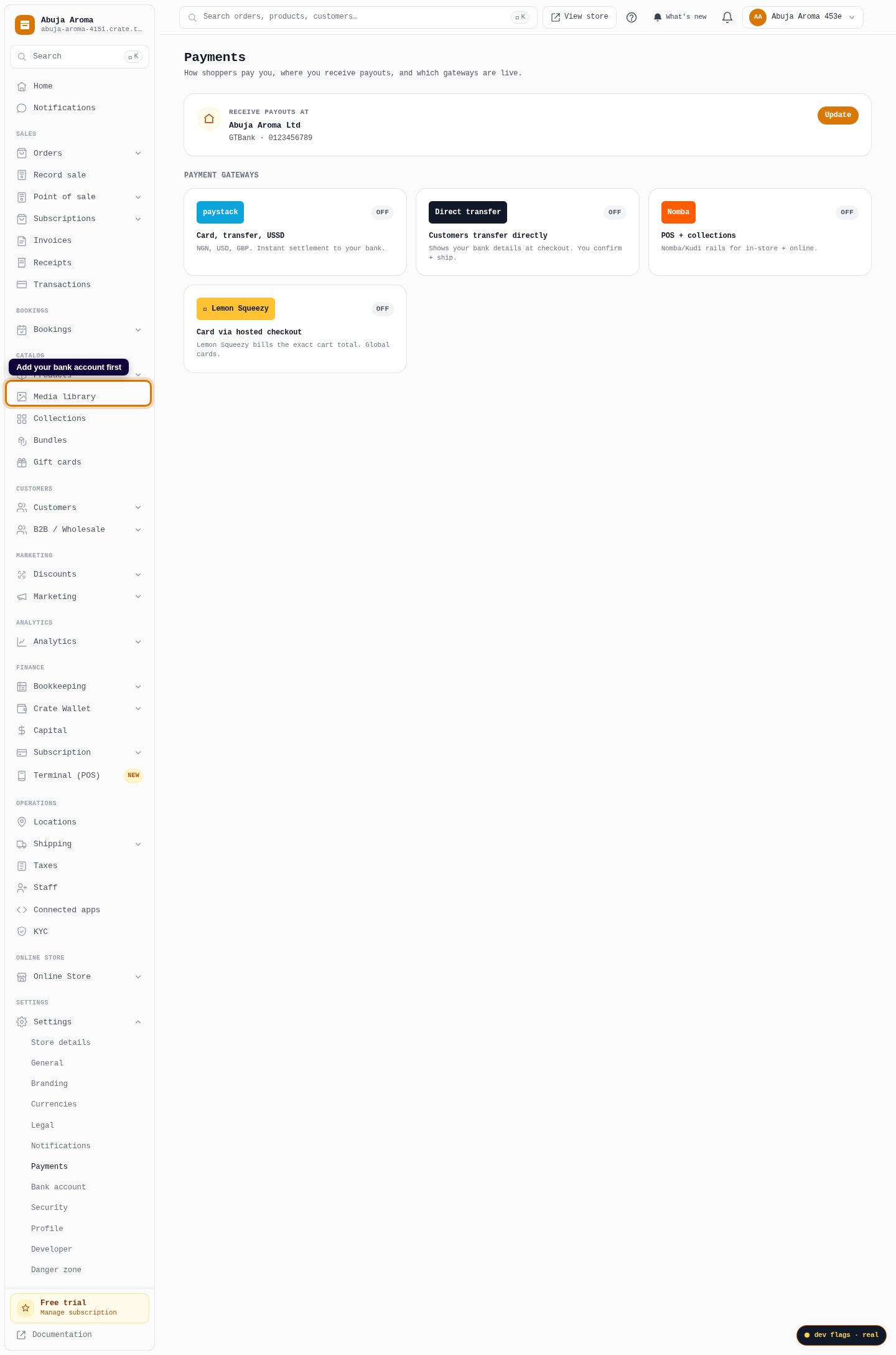 Accept direct bank transfer: step 2 (web)