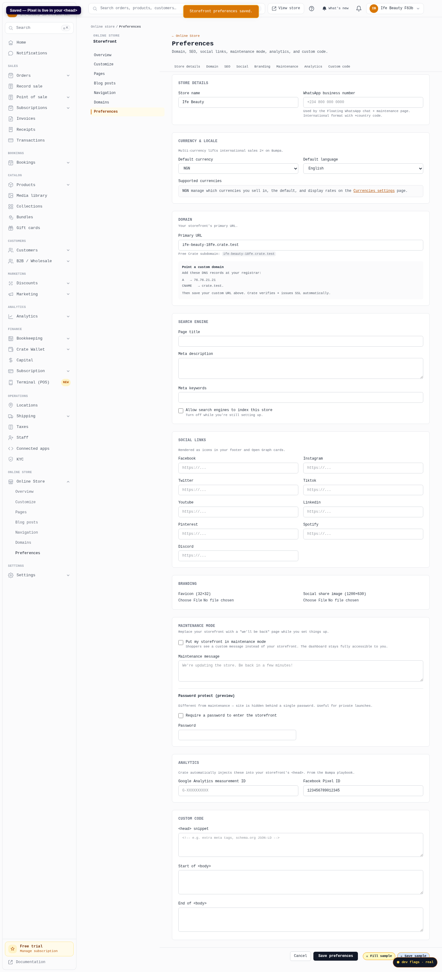 Add your Facebook Pixel: step 4 (web)