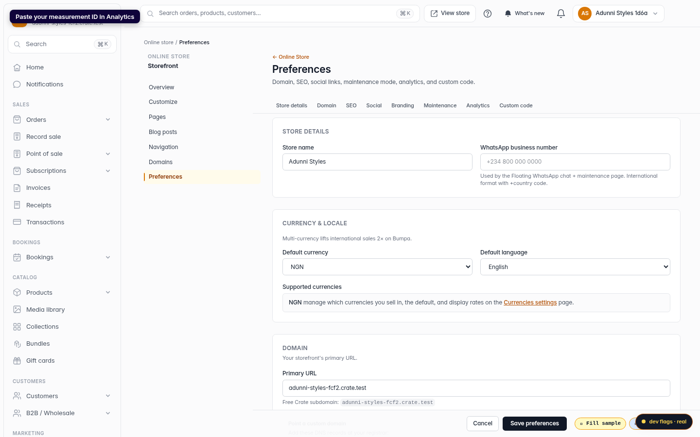 Add Google Analytics to your store: step 3 (web)
