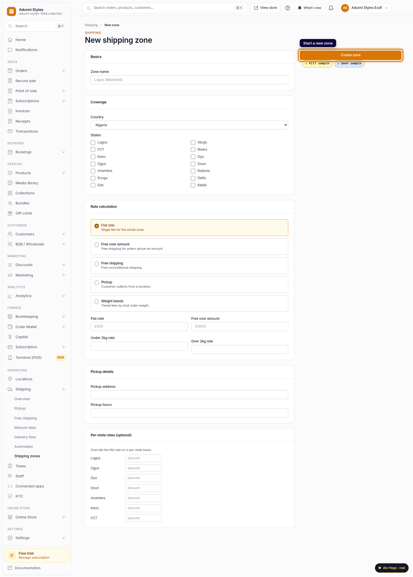 Add a manual shipping price: step 2 (web)