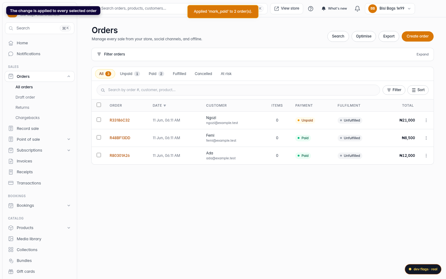 Edit several orders at once: step 4 (web)