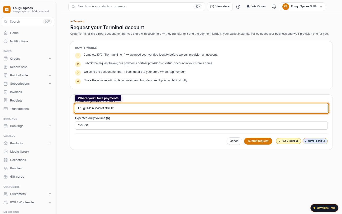 Crate Terminal: setup and user guide: step 2 (web)
