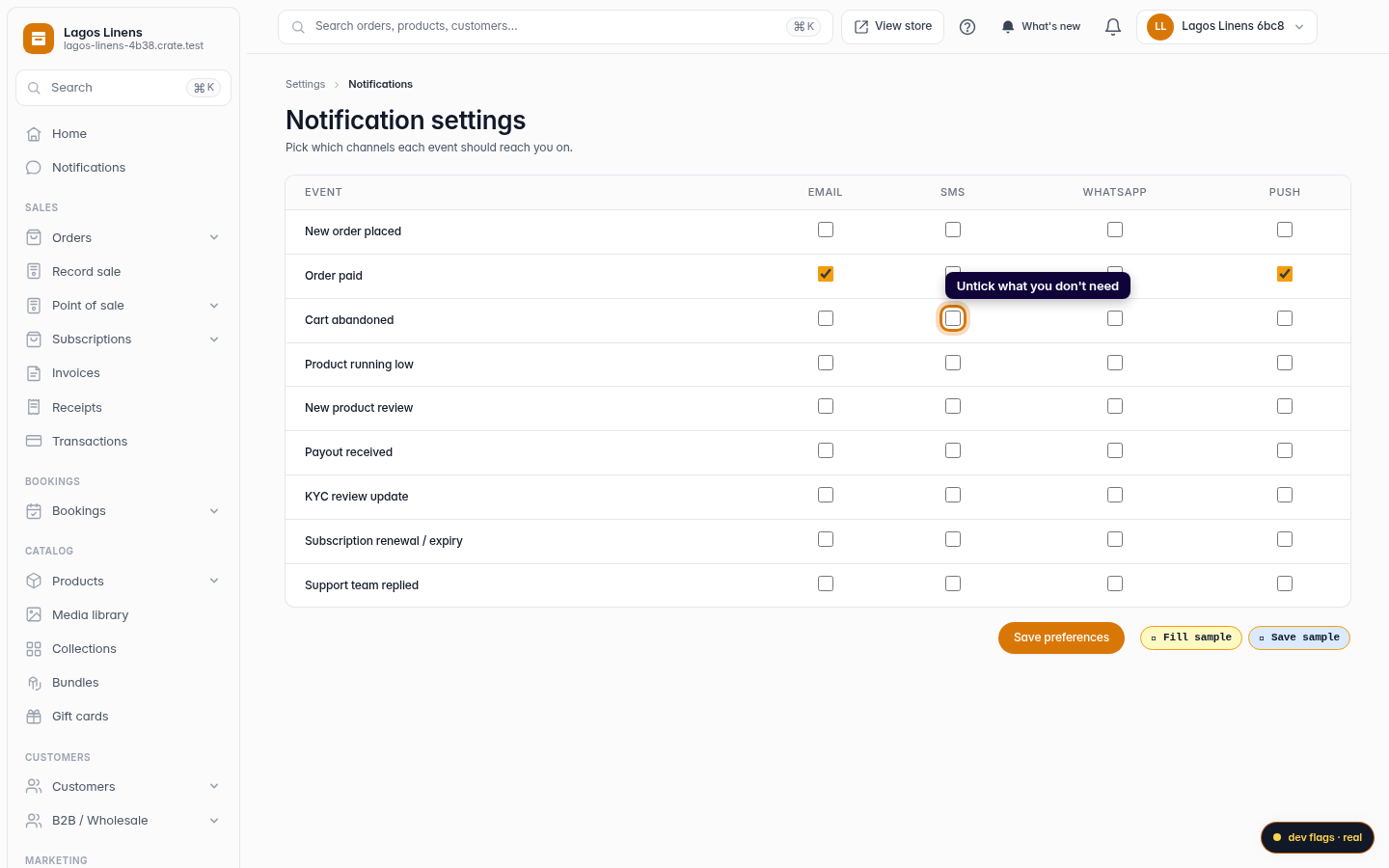 Configure notification settings: step 4 (web)