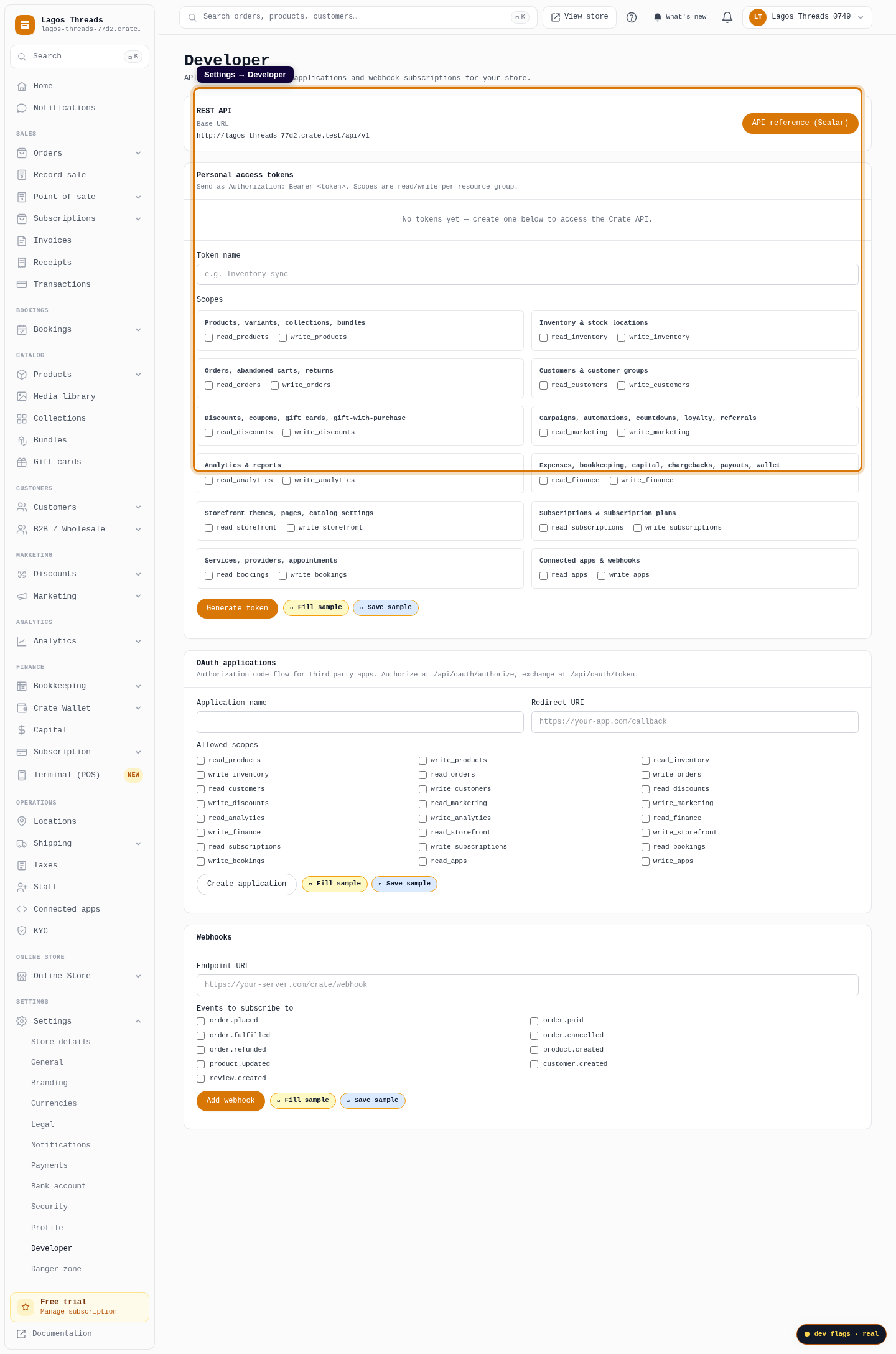 Connect Crate to Shipbubble: step 1 (web)