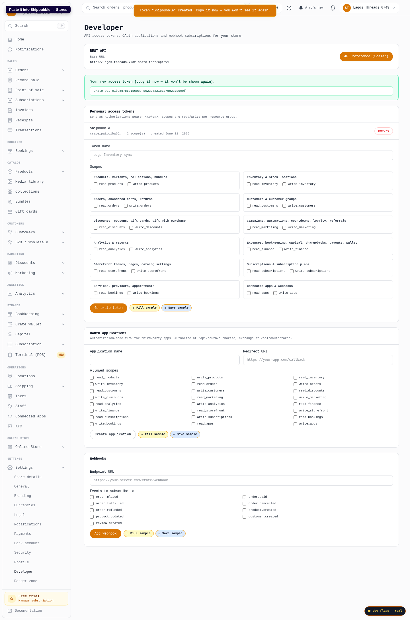 Connect Crate to Shipbubble: step 5 (web)