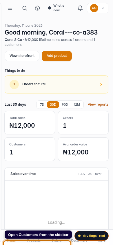 Editing a customer's information: step 1 (mobile)