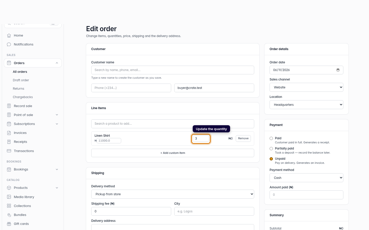 Edit an order: step 4 (web)