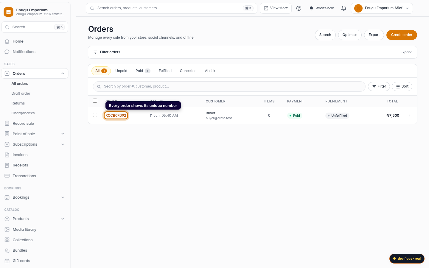 Find an order by its number: step 2 (web)