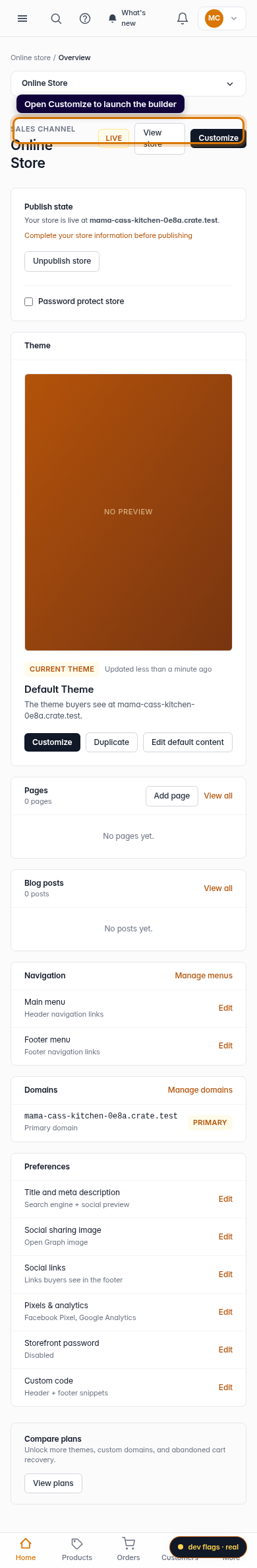 Add a custom message to your store: step 1 (mobile)