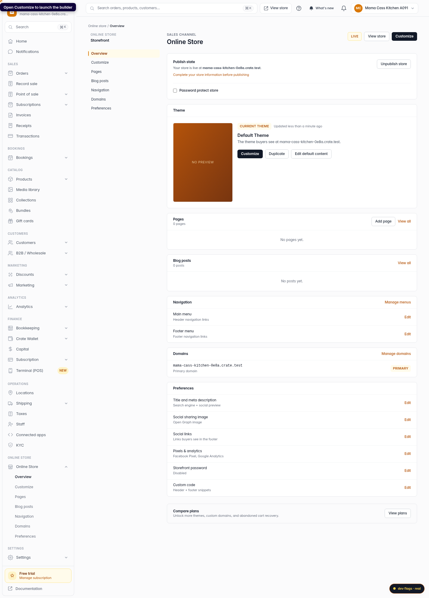 Add a custom message to your store: step 1 (web)