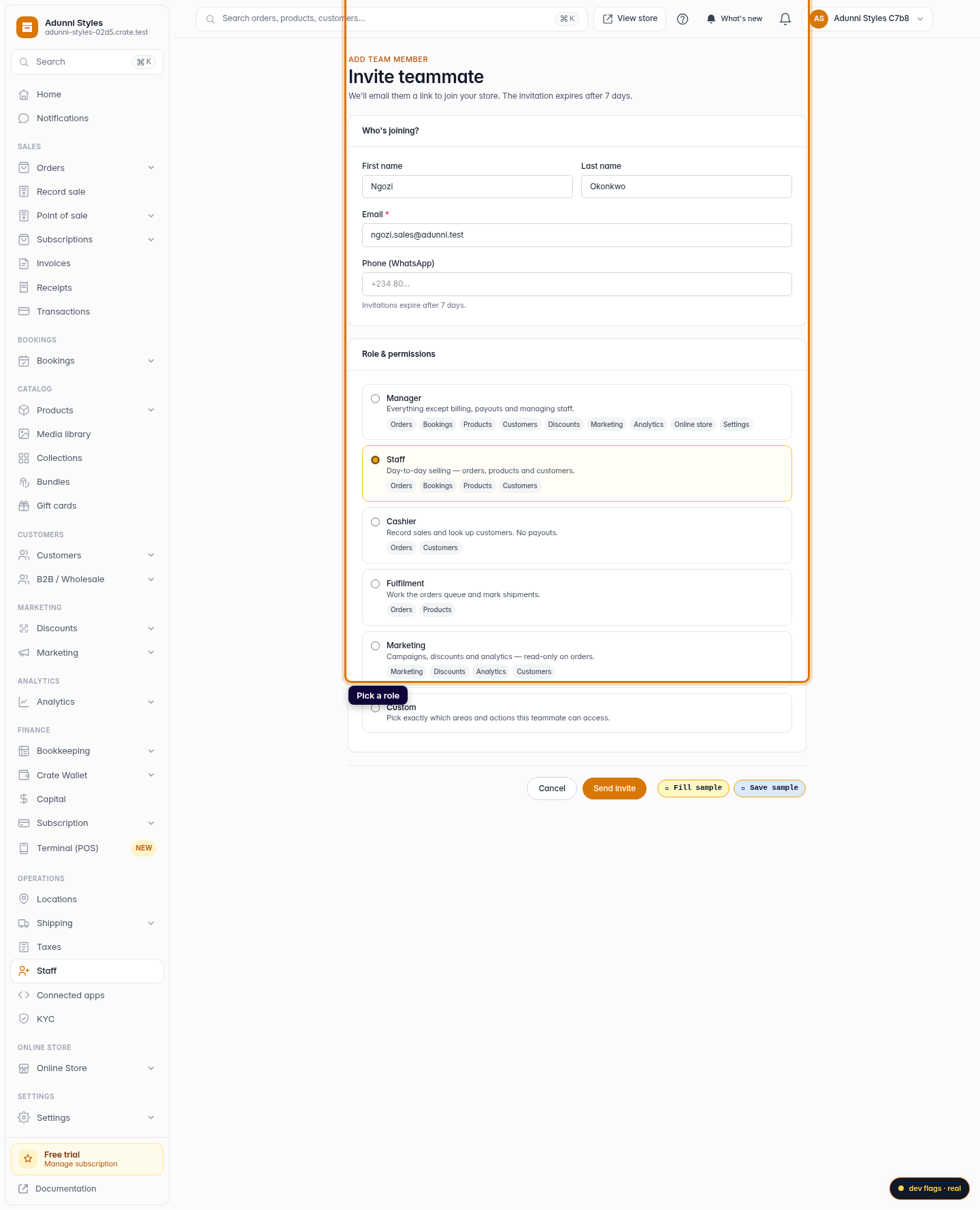 Add a staff member: step 4 (web)