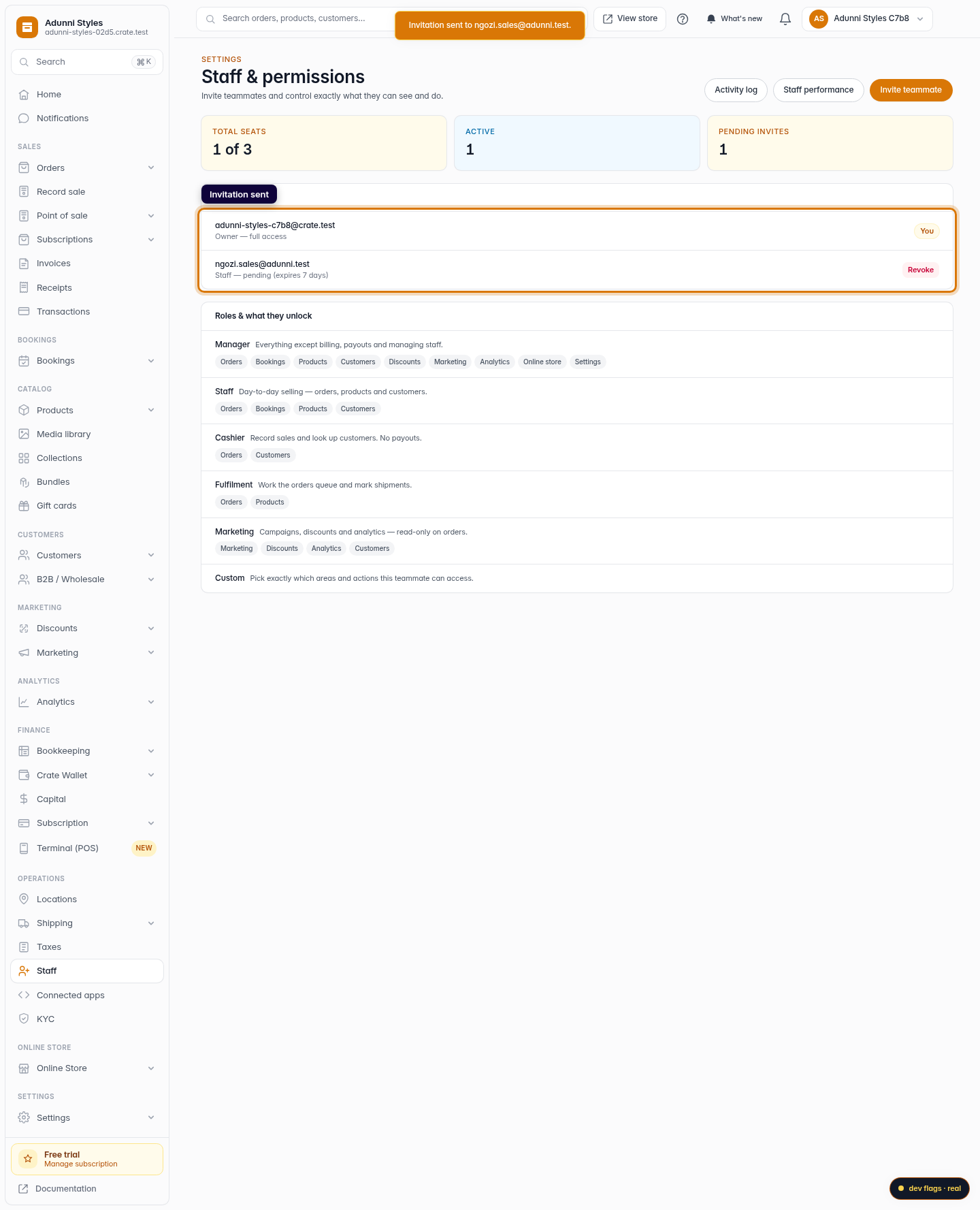 Add a staff member: step 5 (web)