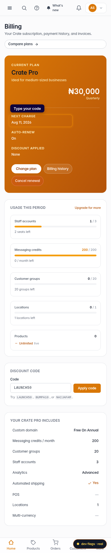 Apply a discount code to your subscription: step 3 (mobile)