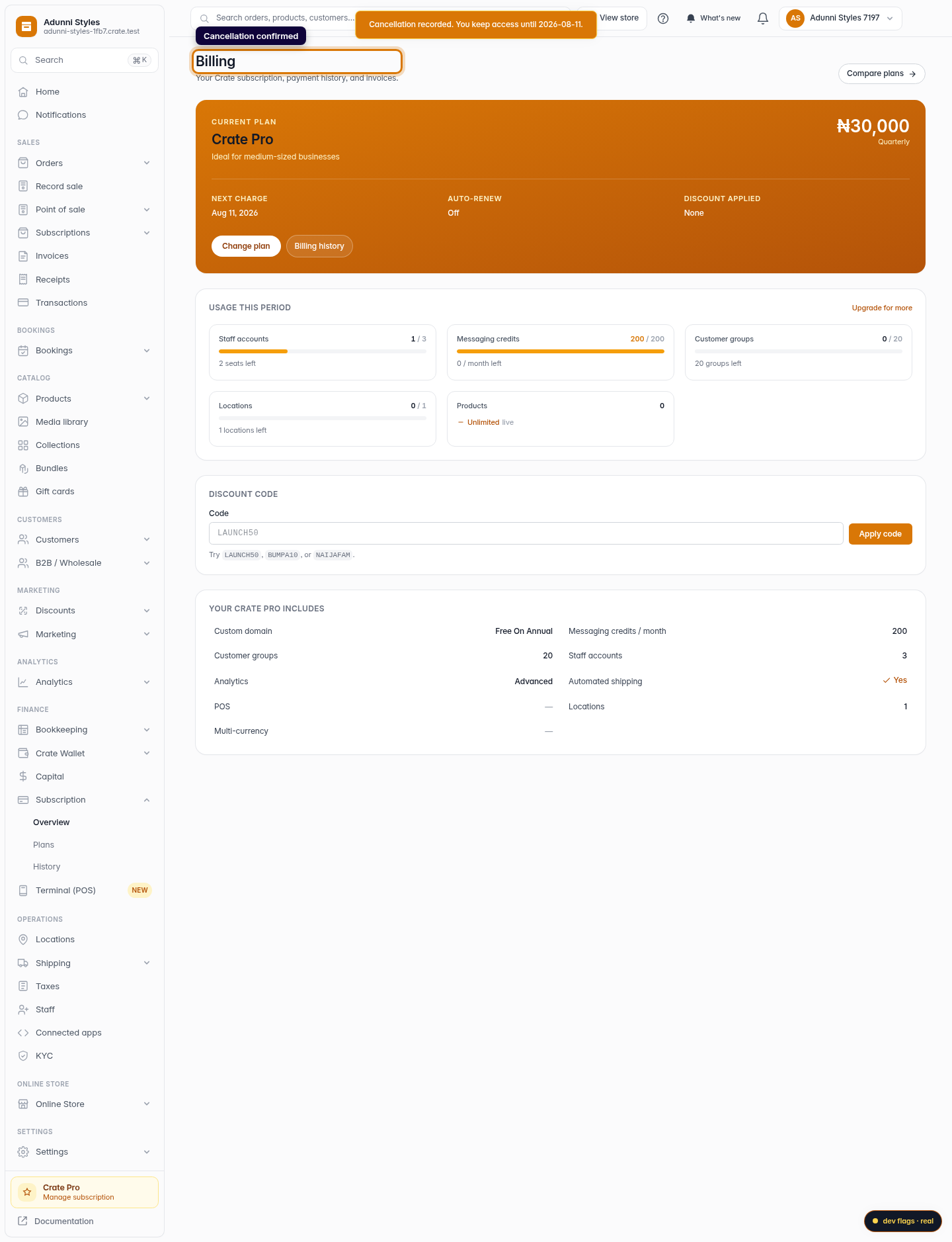 Cancel your subscription (web): step 4 (web)
