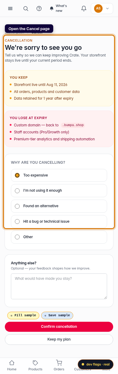 Cancel your subscription: step 2 (mobile)