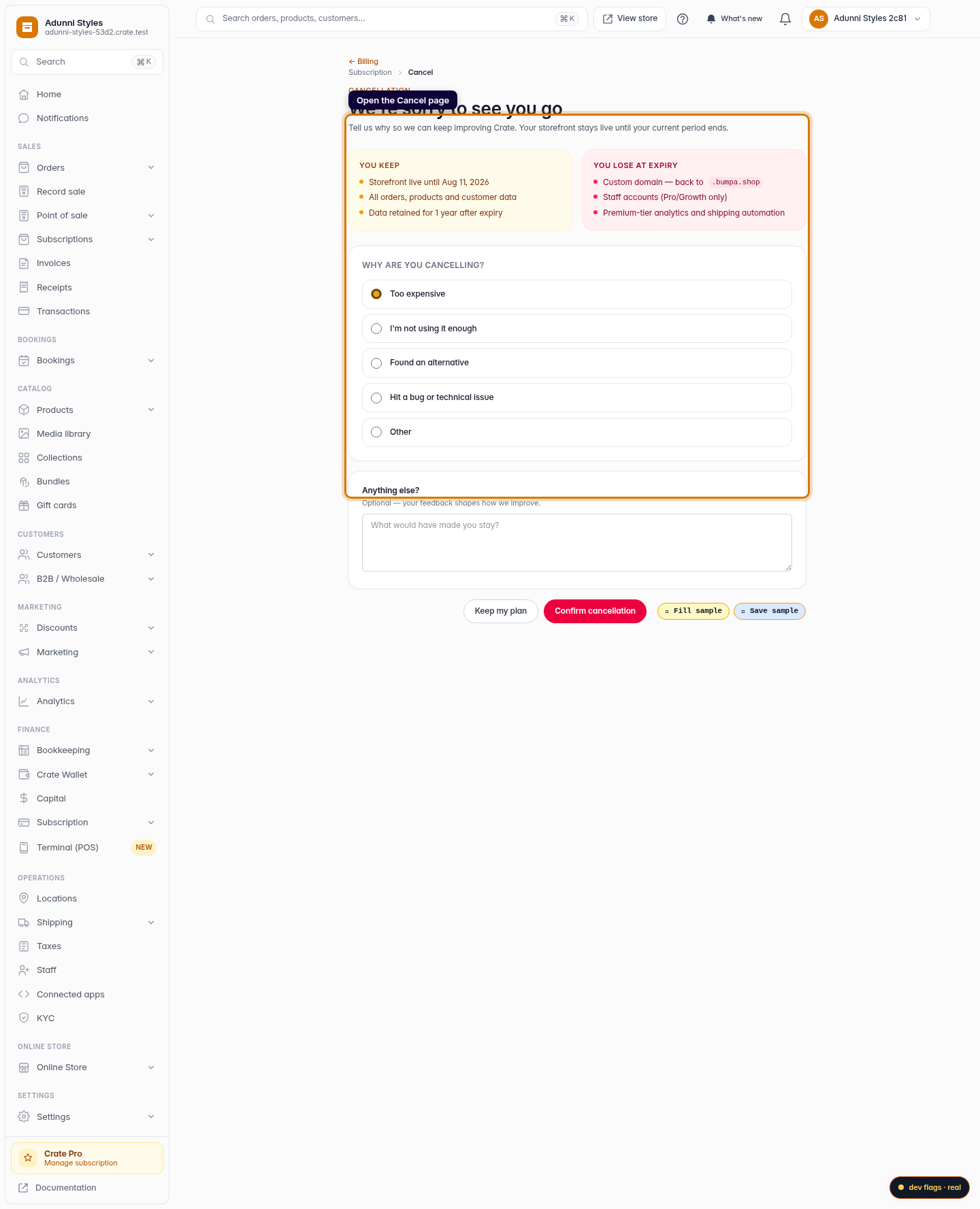 Cancel your subscription: step 2 (web)
