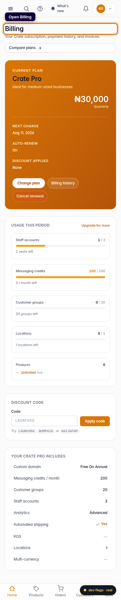 Check your subscription status and history: step 1 (mobile)