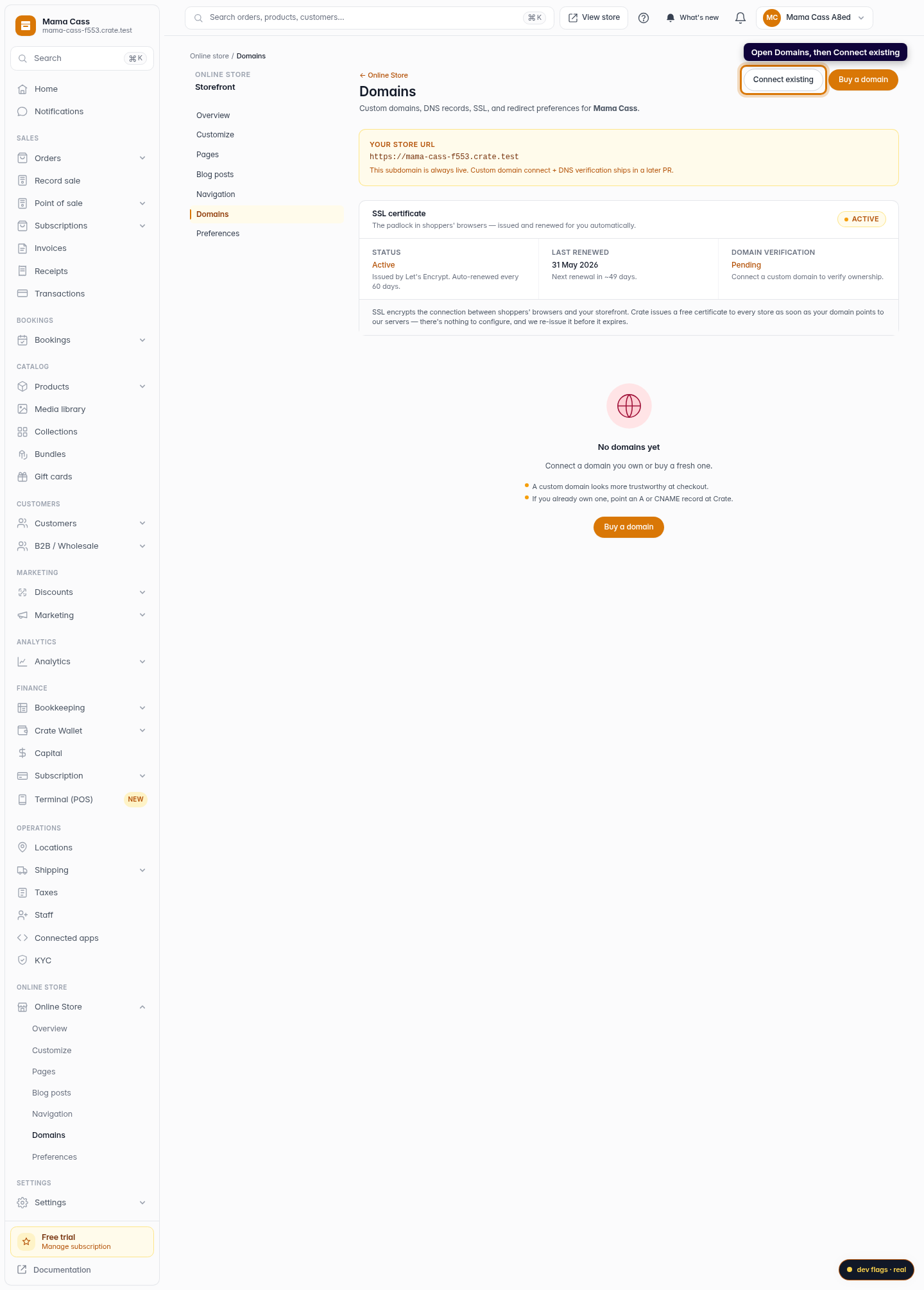 Connect a domain you already own: step 1 (web)