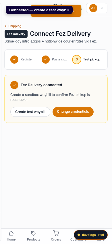 Connect Fez Delivery: step 4 (mobile)