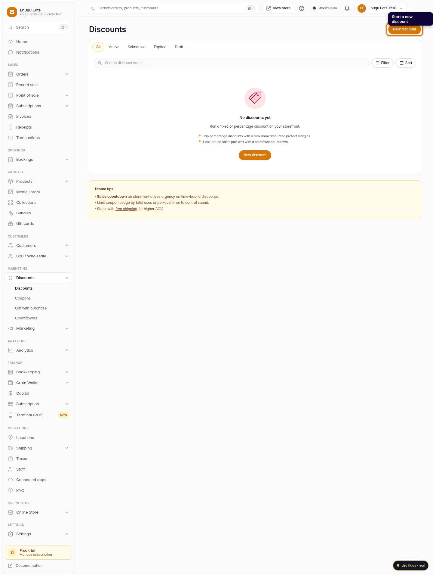 How to create a discount: step 2 (web)
