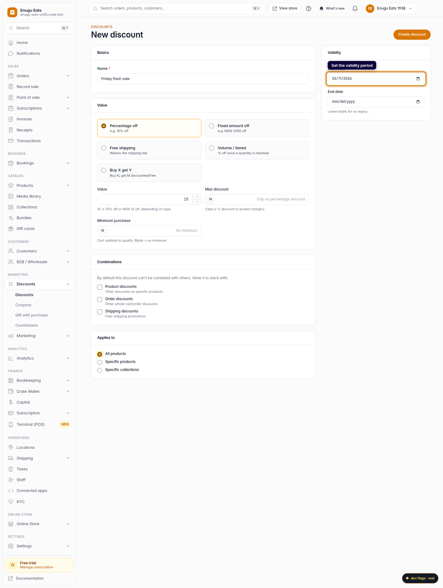 How to create a discount: step 6 (web)