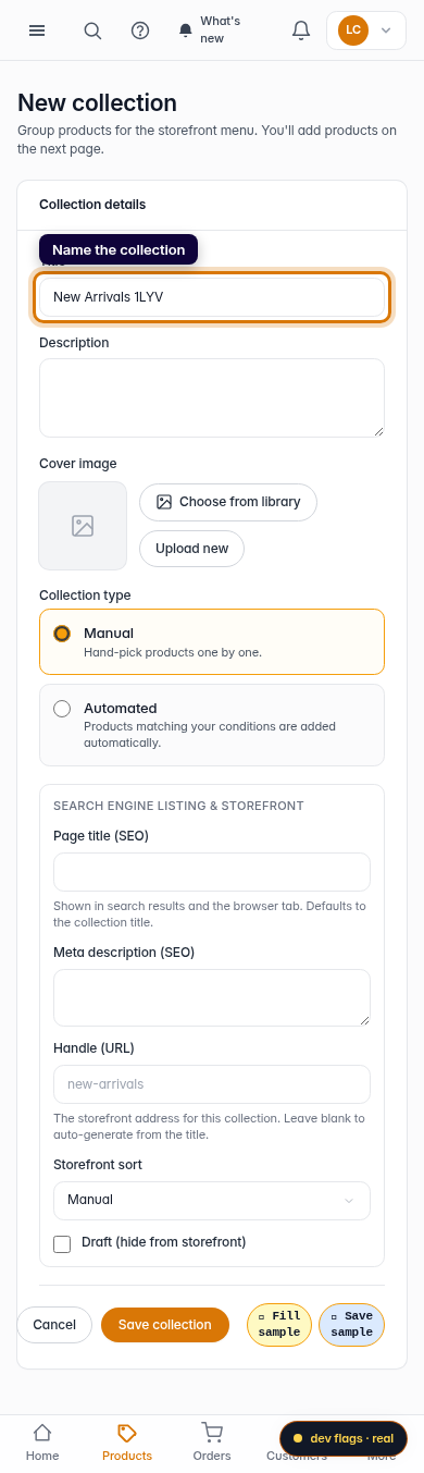 Create, edit or delete a collection: step 3 (mobile)