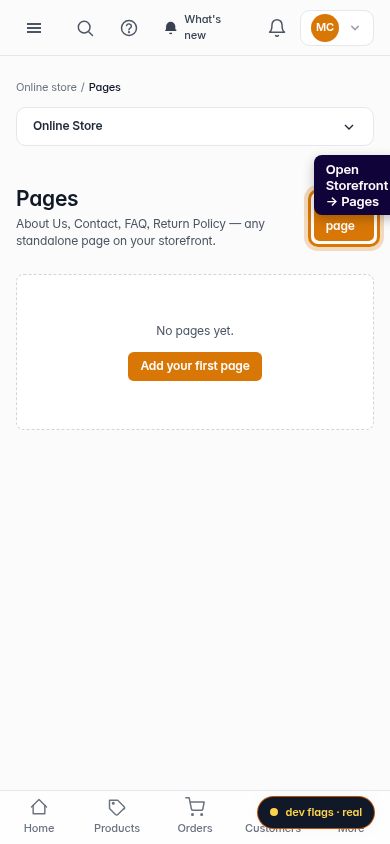 Create an About Us page: step 1 (mobile)