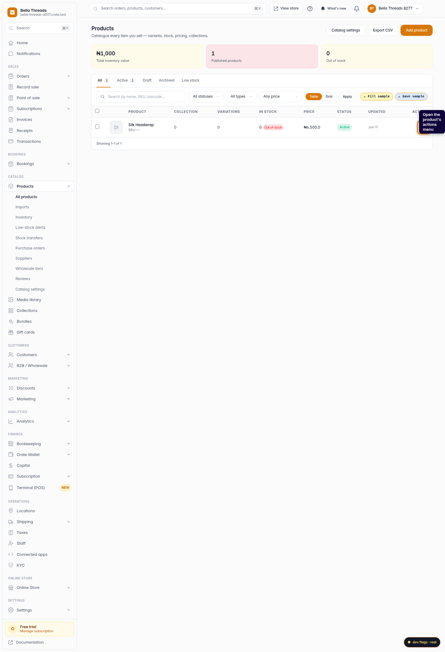 Duplicate a product: step 2 (web)