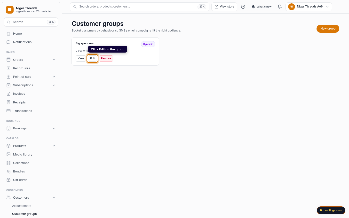 How to edit customer groups: step 2 (web)