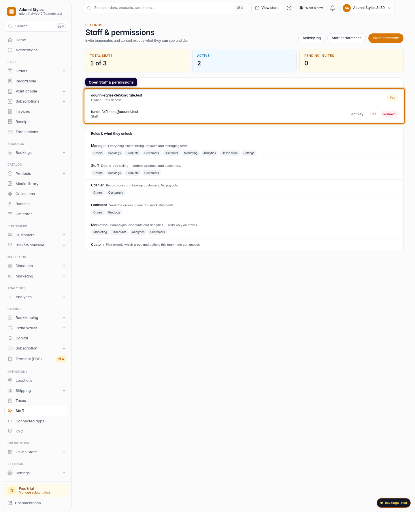 Edit a staff member: step 1 (web)