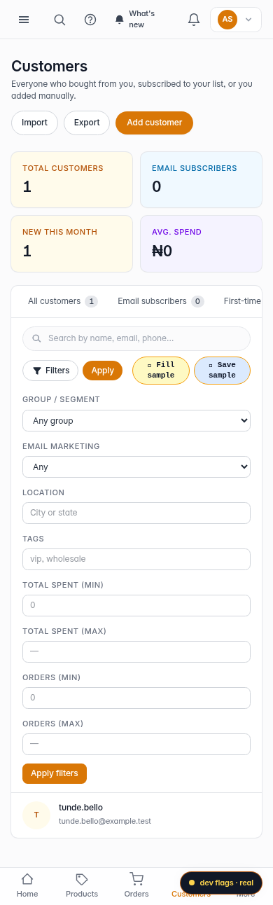 Export your customers: step 1 (mobile)