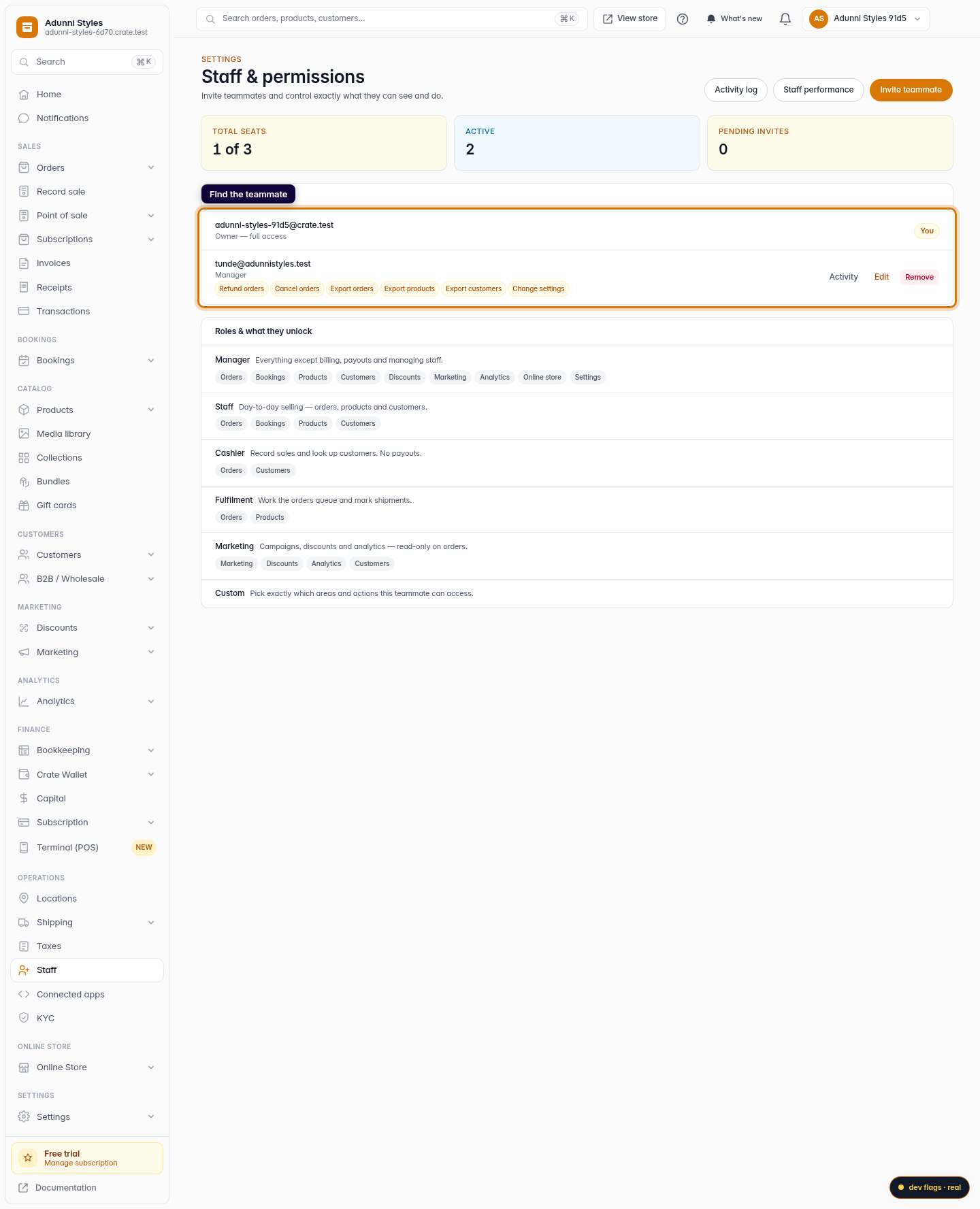 Remove a staff account: step 2 (web)