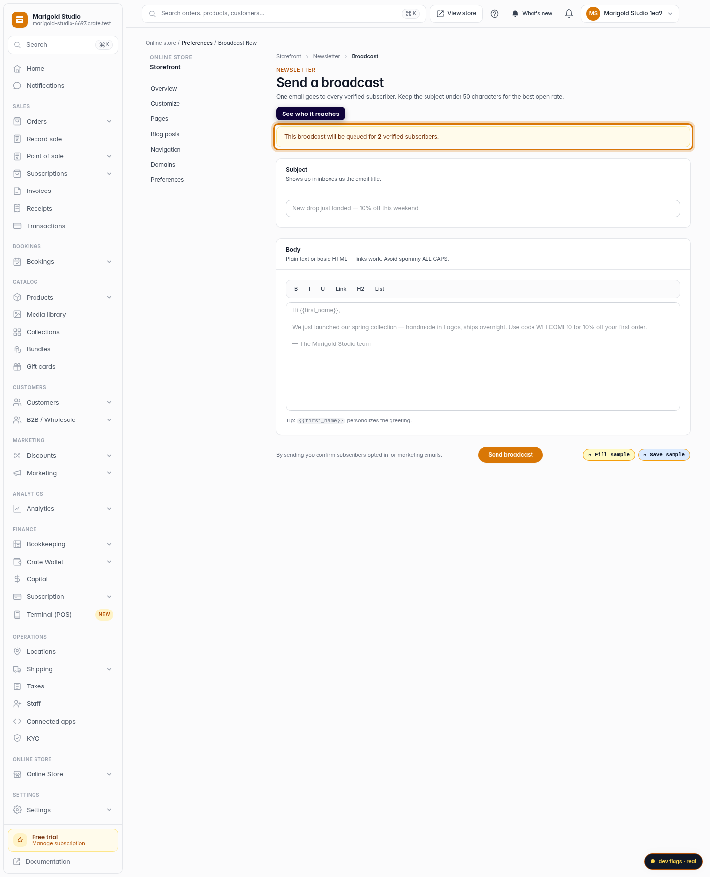 Email your newsletter subscribers: step 3 (web)