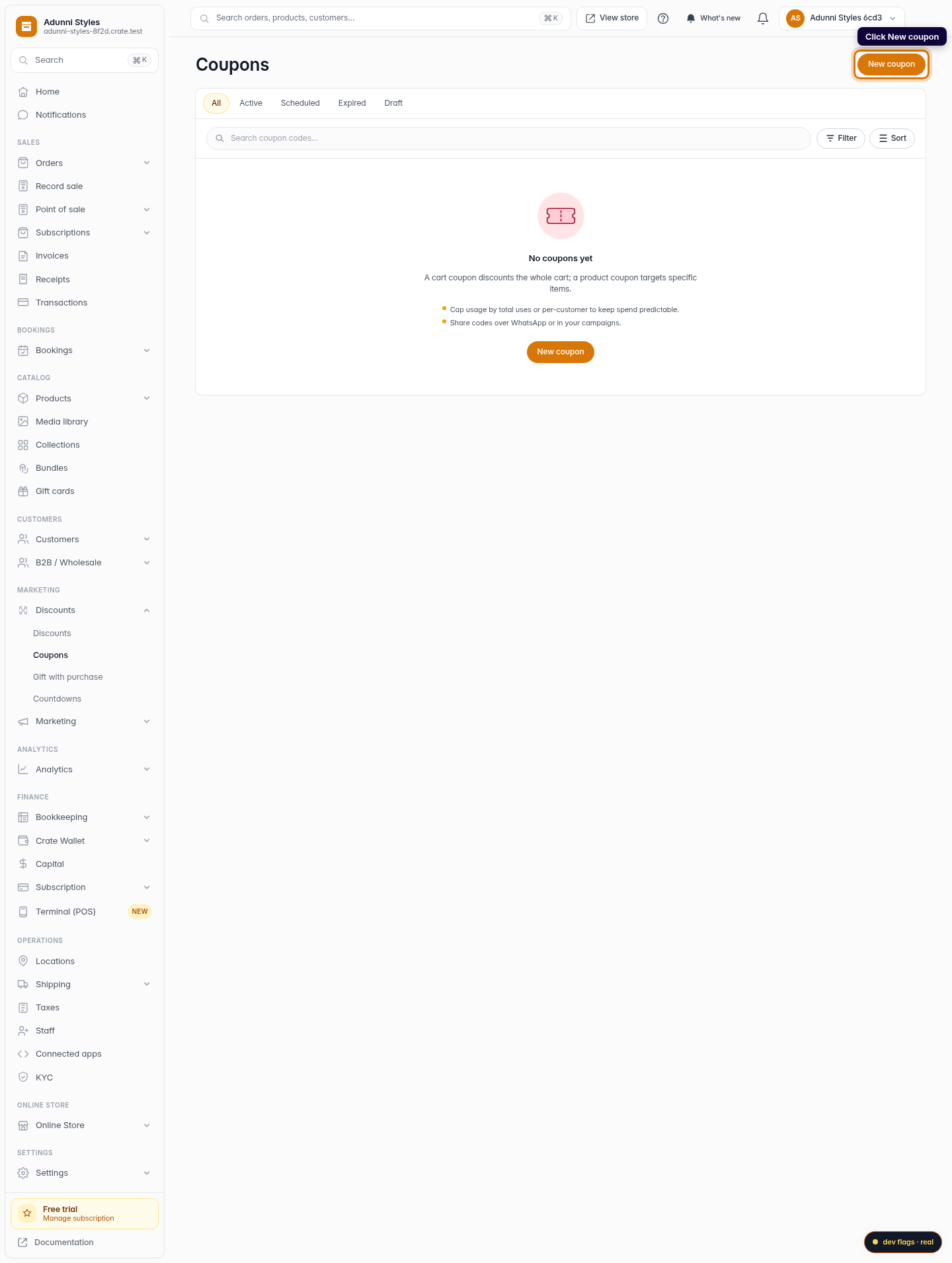 How to set discounts with coupons: step 2 (web)