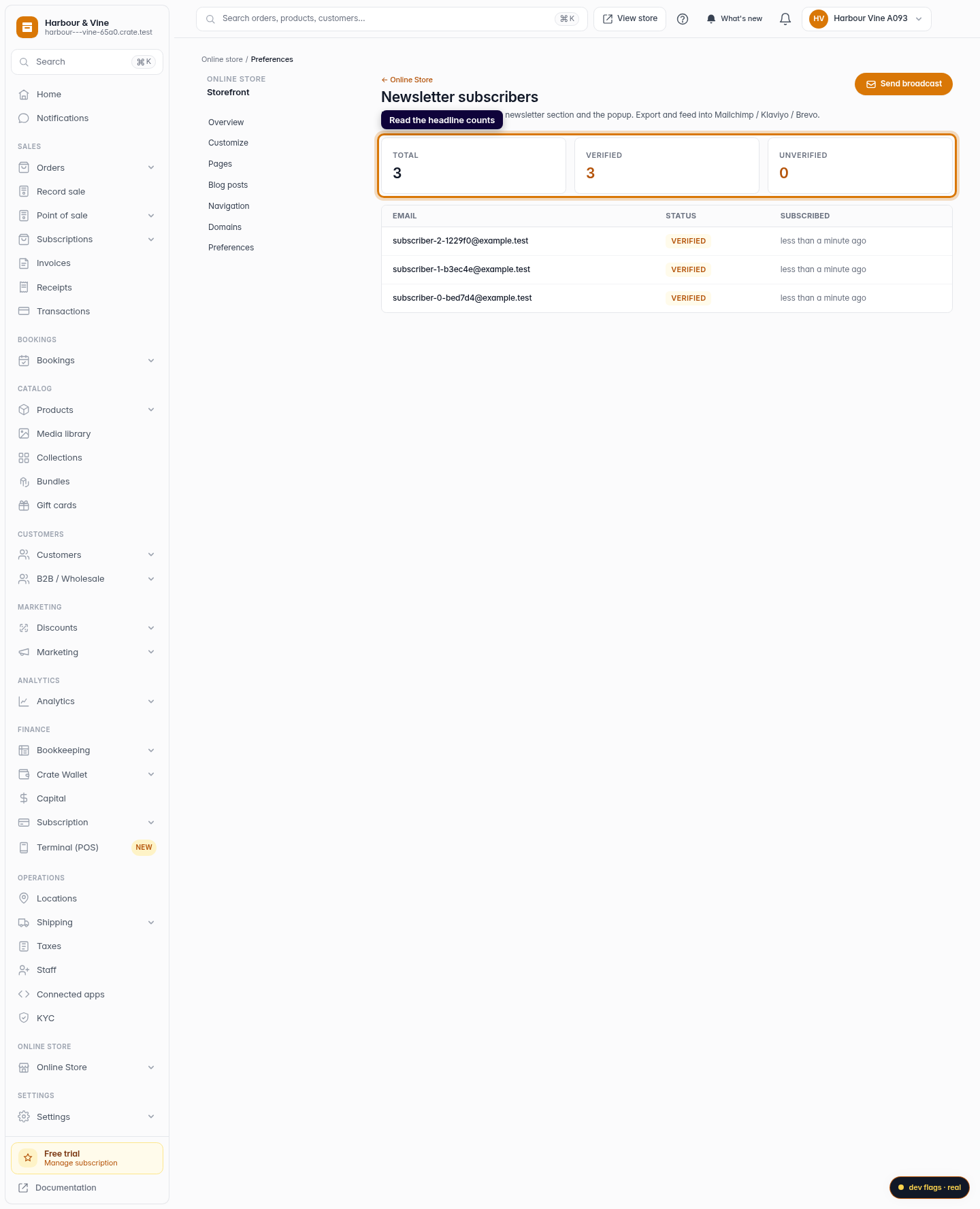 View your newsletter subscribers: step 2 (web)