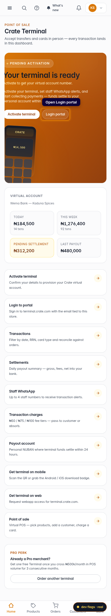 Log in to your Terminal portal: step 1 (mobile)