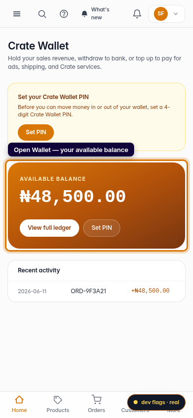Manage your Crate Wallet: step 1 (mobile)