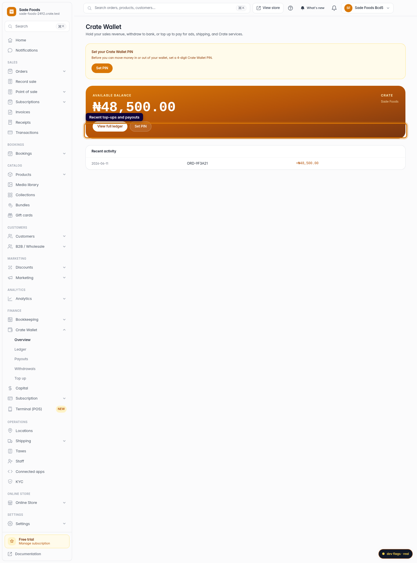 Manage your Crate Wallet: step 2 (web)