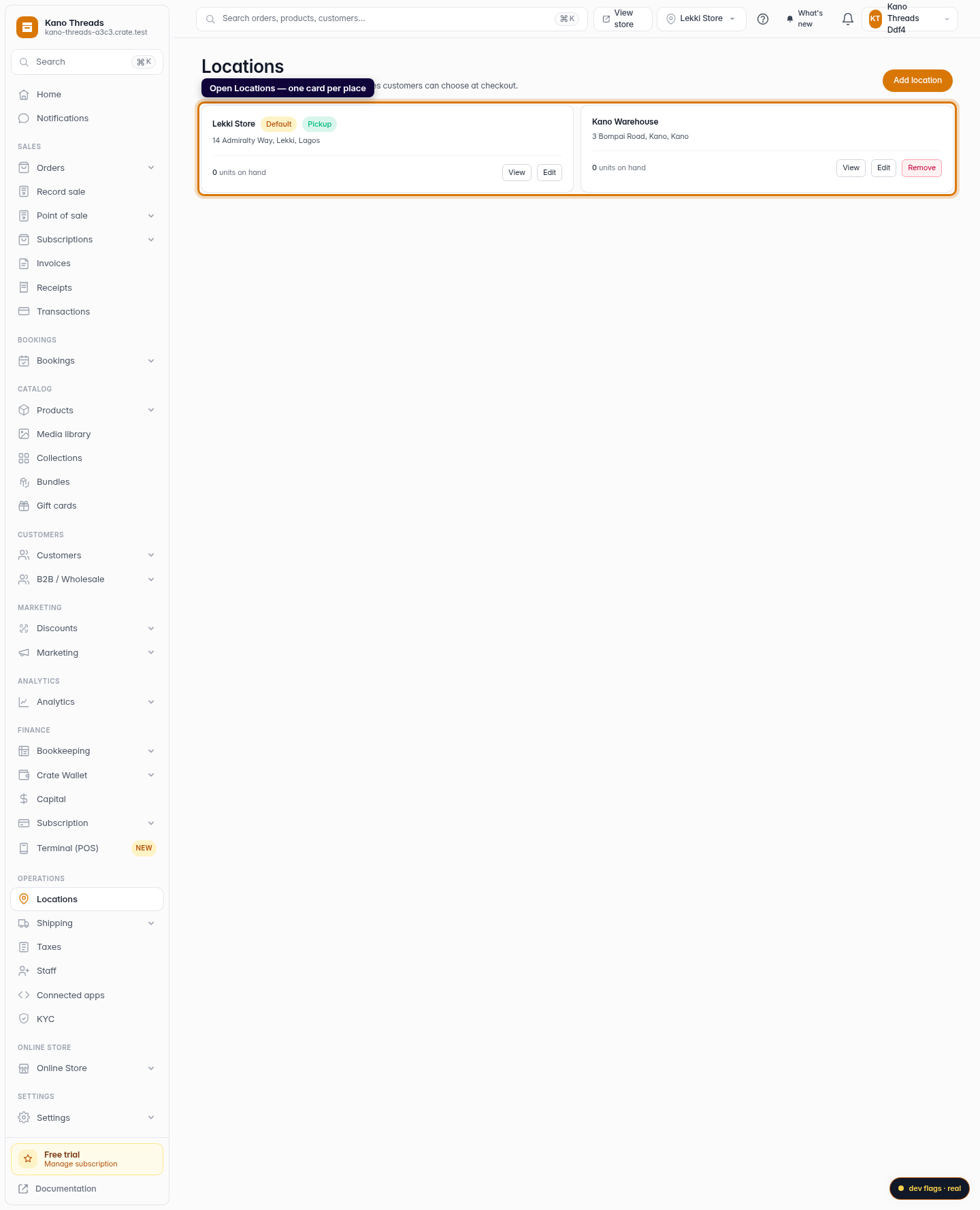 Work across multiple locations: step 1 (web)