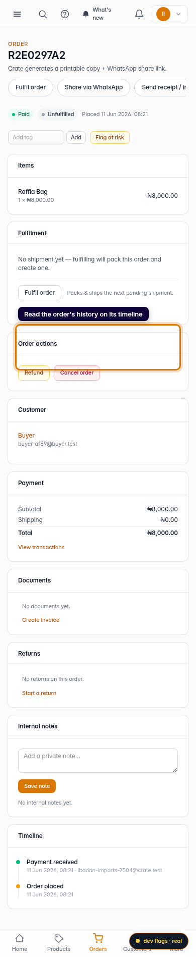 Order optimisation and edit history: step 4 (mobile)