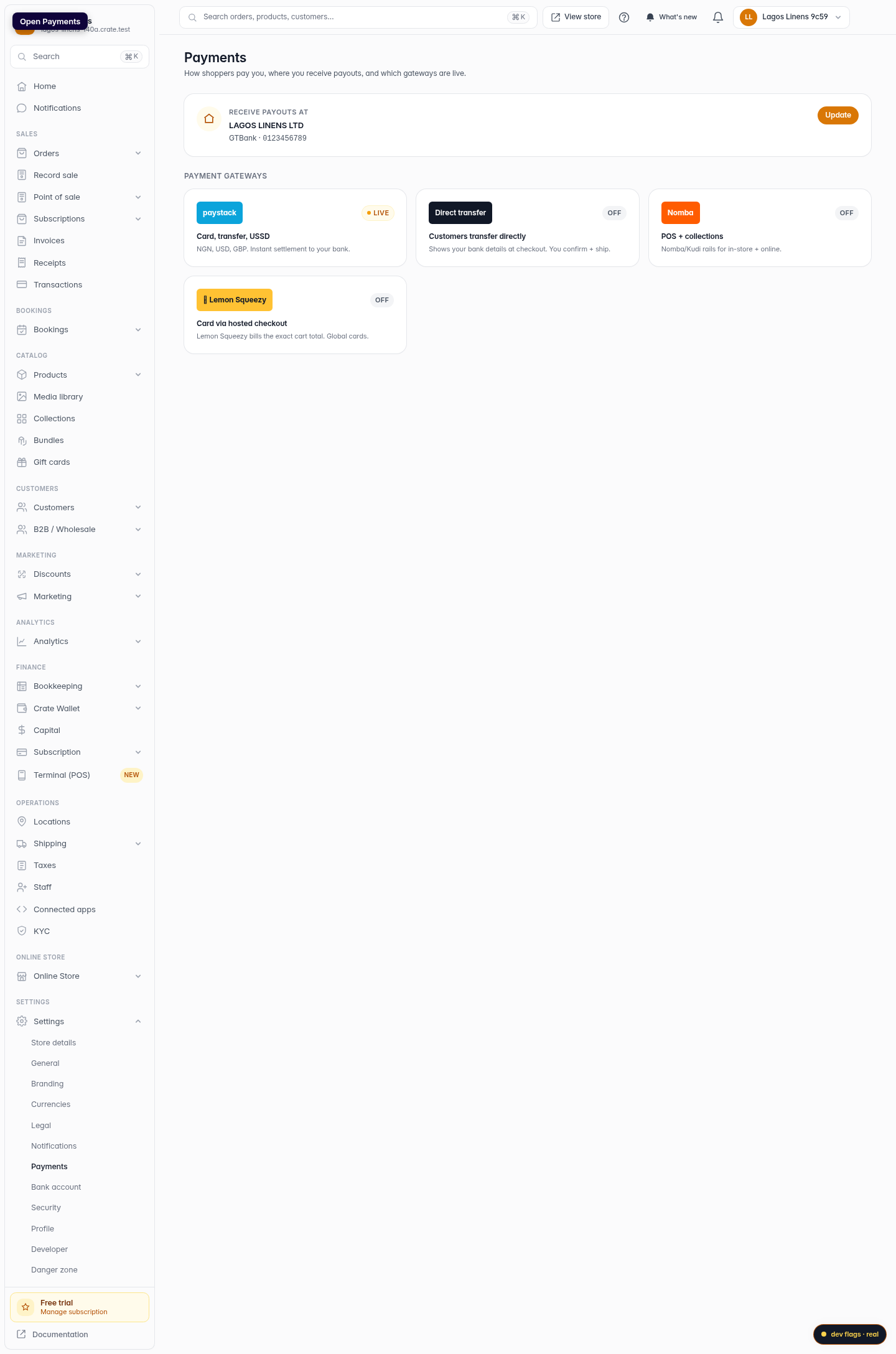 Payment methods: step 1 (web)