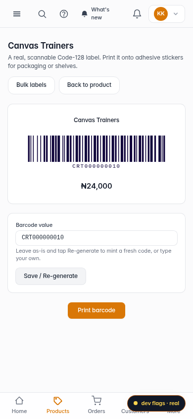 Print a barcode: step 4 (mobile)