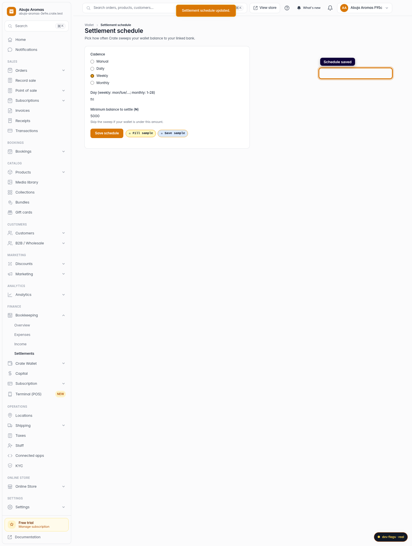 Settlements and remittance schedule: step 4 (web)