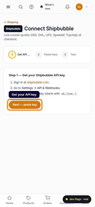 Set up automated shipping: step 3 (mobile)