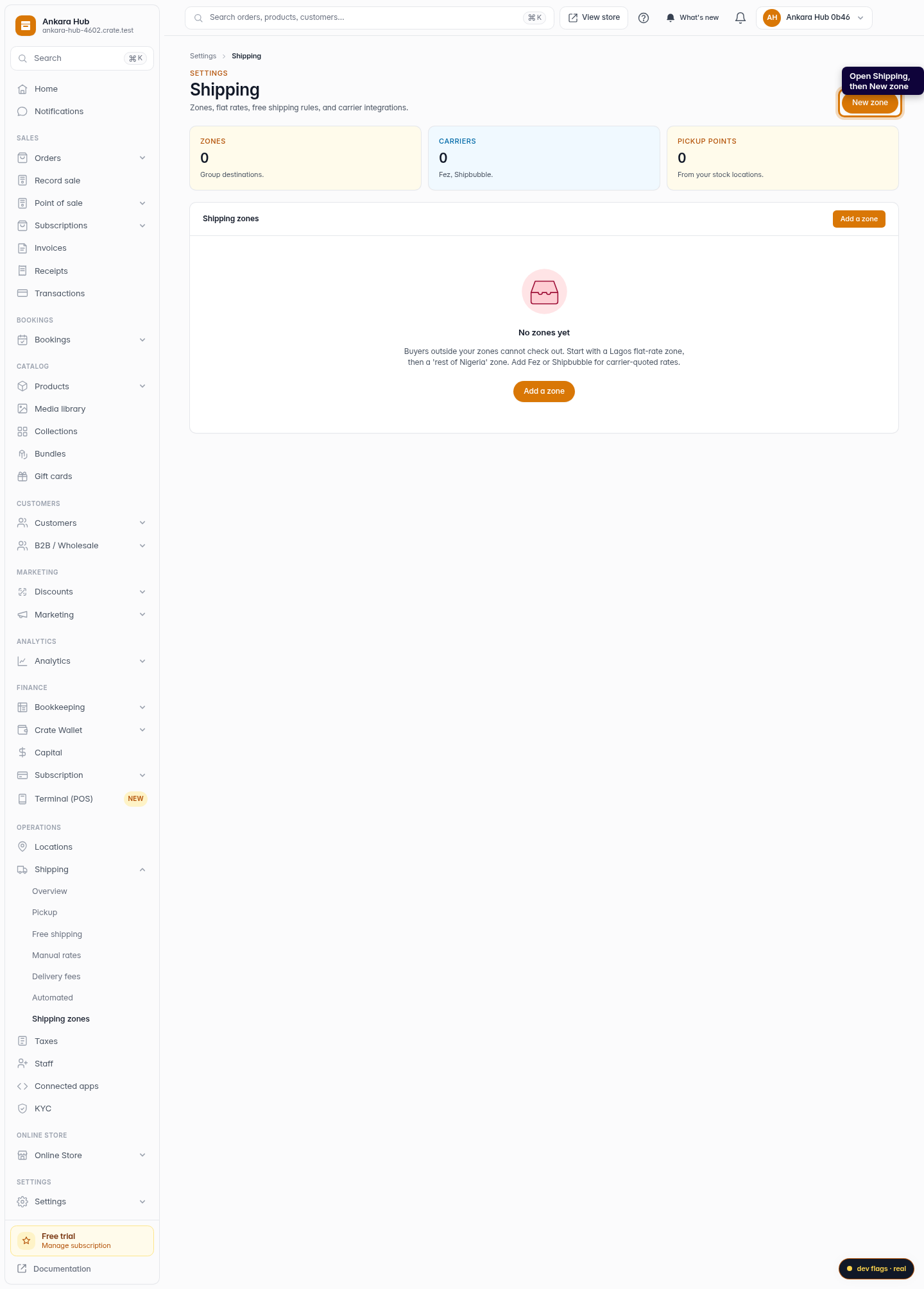 Set up a pickup option: step 1 (web)