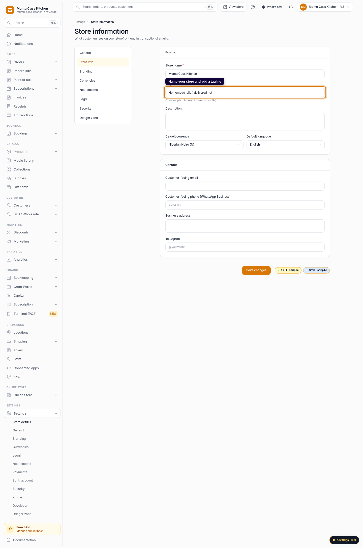 Set up your store information: step 2 (web)