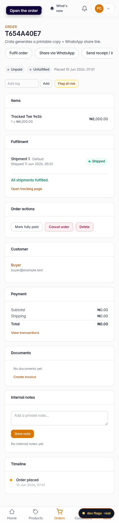 Track a shipment: step 1 (mobile)
