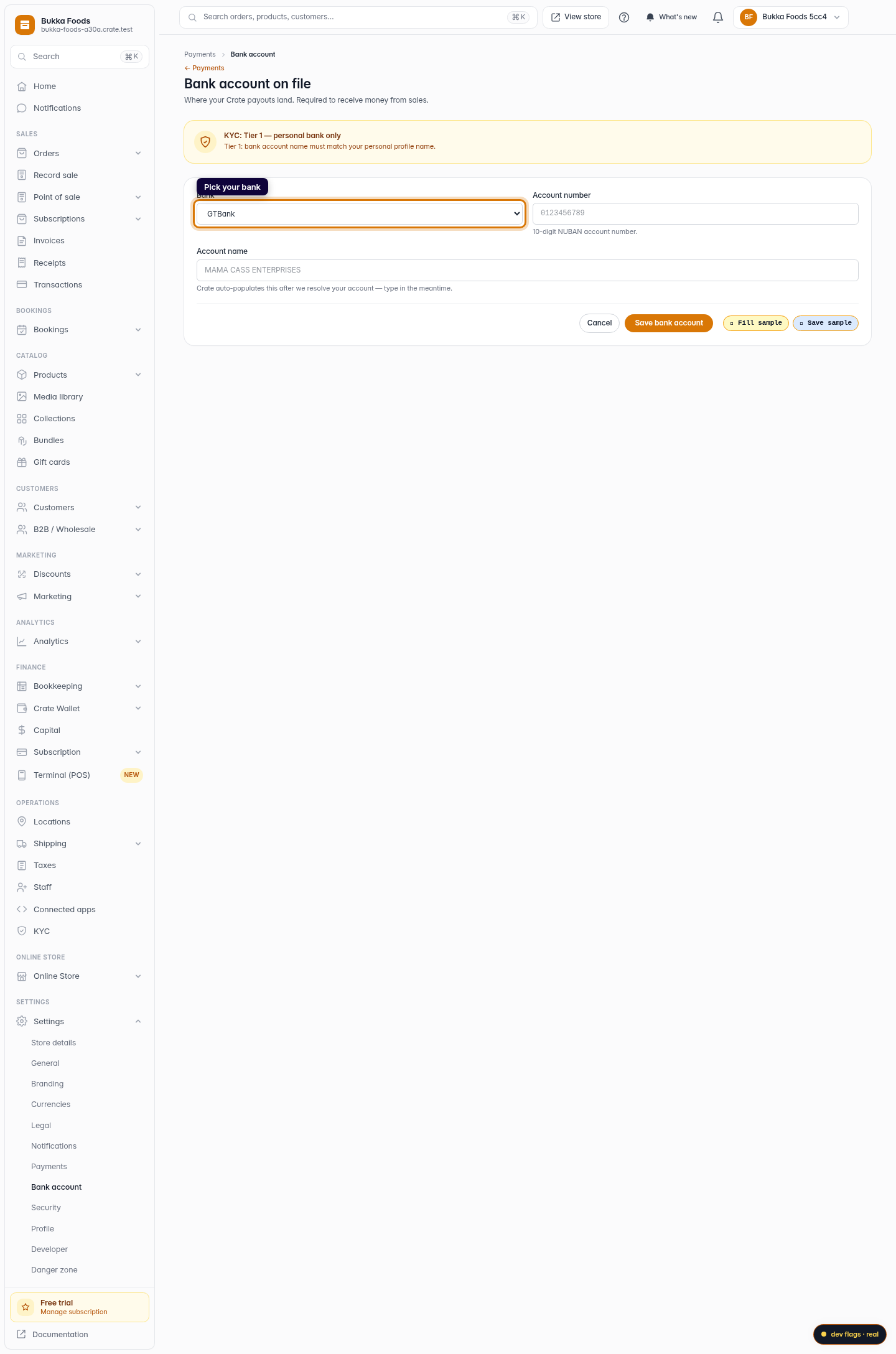 Update your bank account to receive payments: step 2 (web)