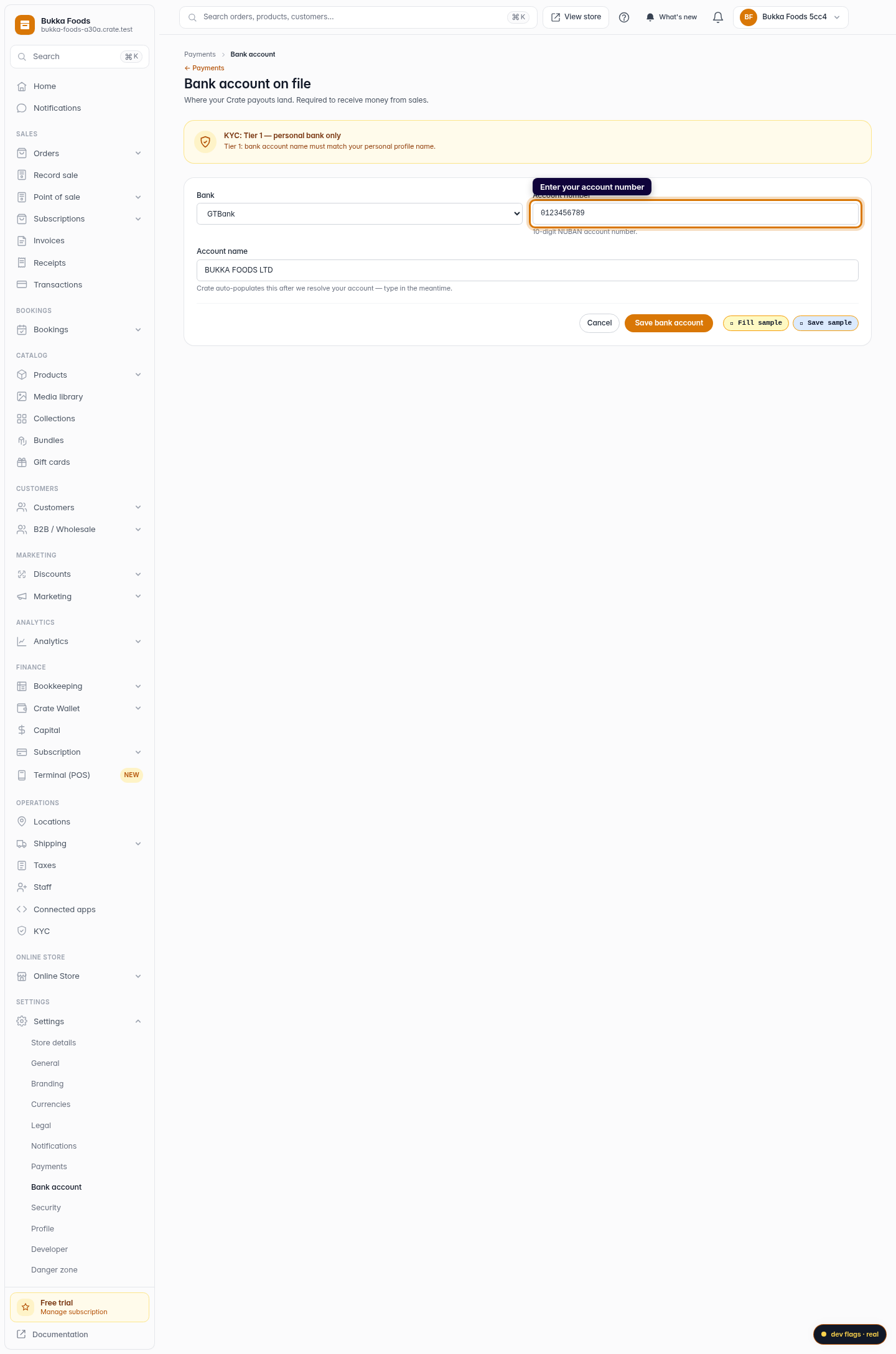 Update your bank account to receive payments: step 3 (web)