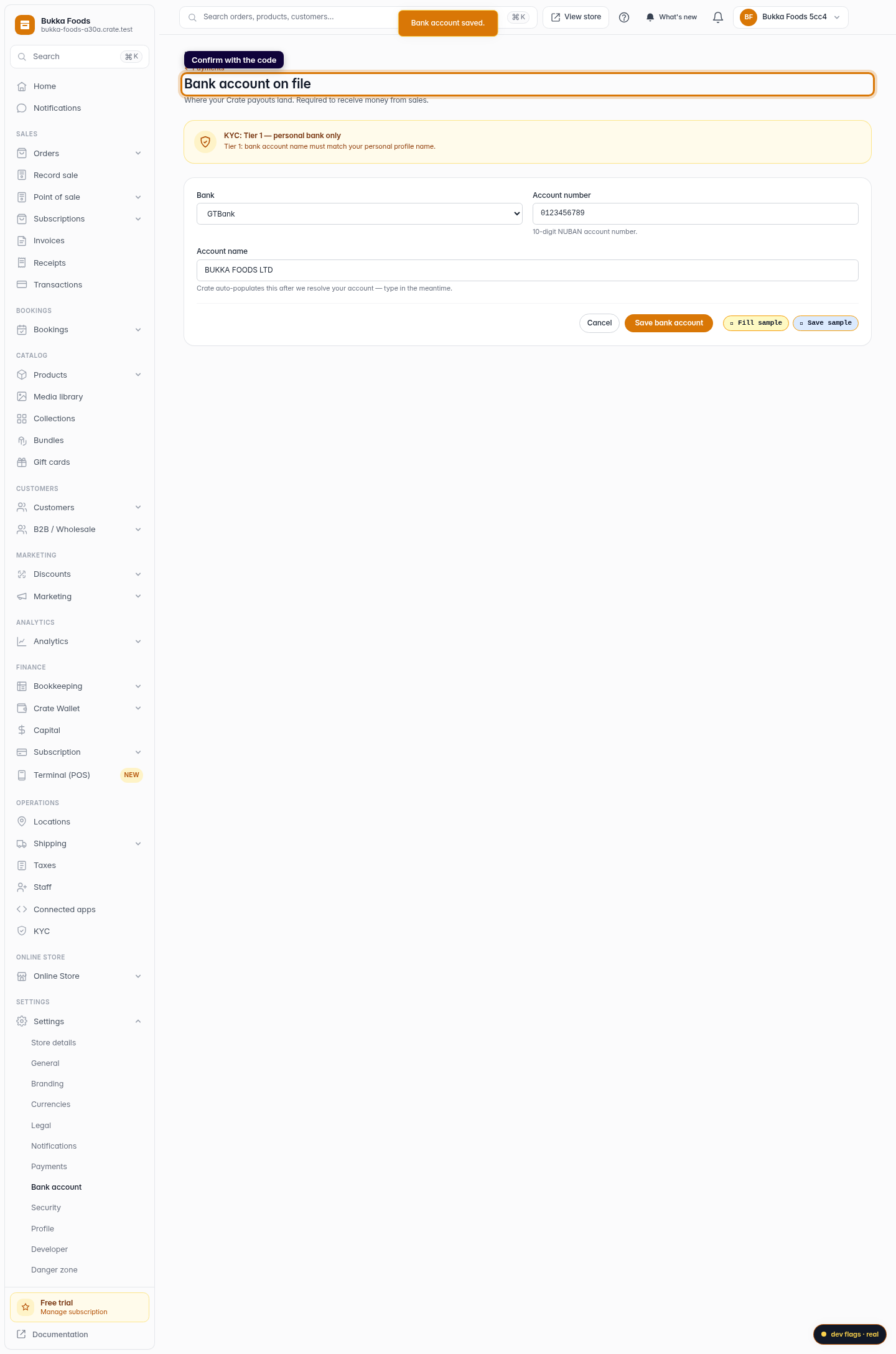 Update your bank account to receive payments: step 5 (web)